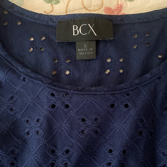 Navy Blue Peplum Top - Picture 3 of 3